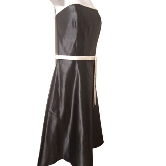 Scott McClintock vintage black/ white trim satin strapless formal dress 10 - Picture 3 of 8